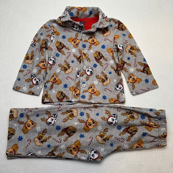 Nickelodeon Paw Patrol Christmas 12M Flannel Pajama Set Gray - Picture 1 of 4